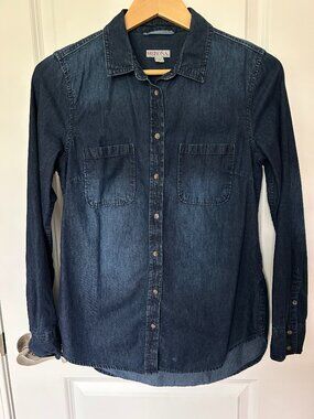 Merona Button Down Blue Jean Women's Shirt Size S